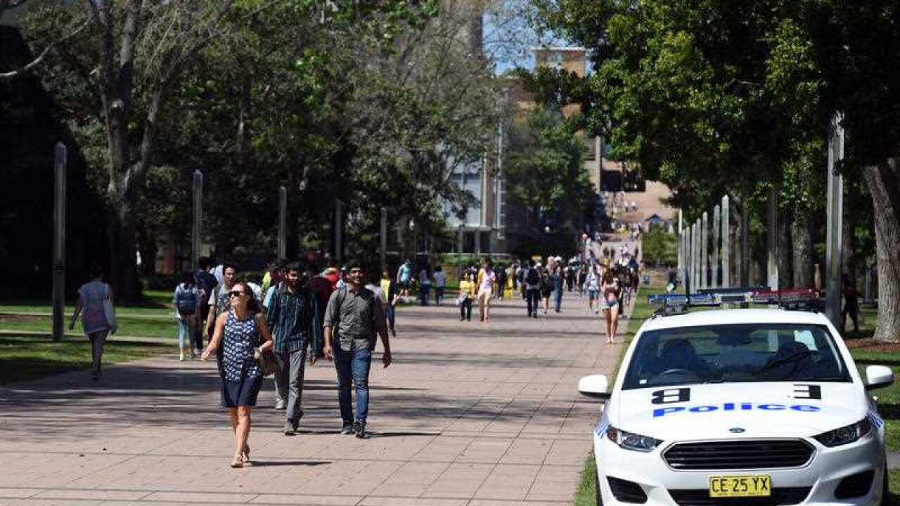 Police at UNSW following a security threat.