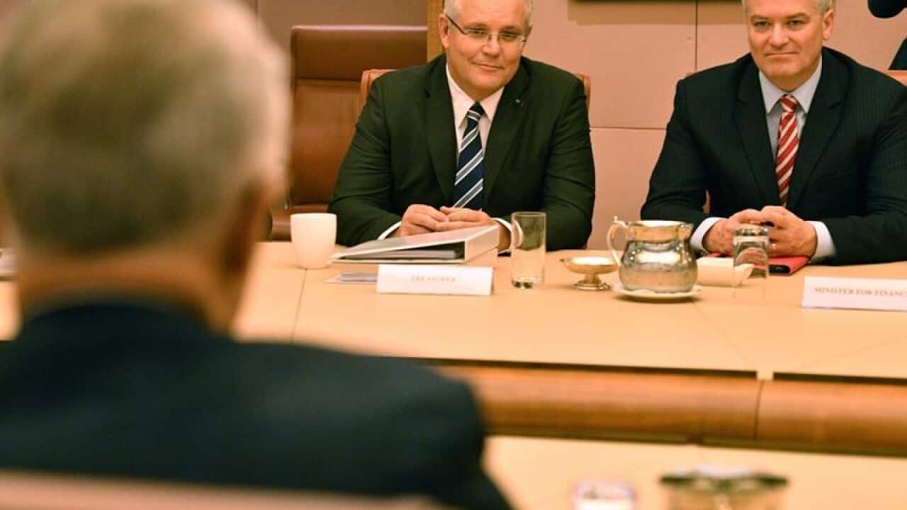 Malcolm Turnbull, Scott Morrison and Mathias Cormann.