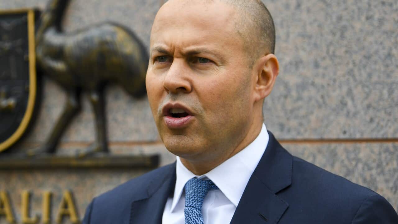 Federal Treasurer Josh Frydenberg is seen speaking