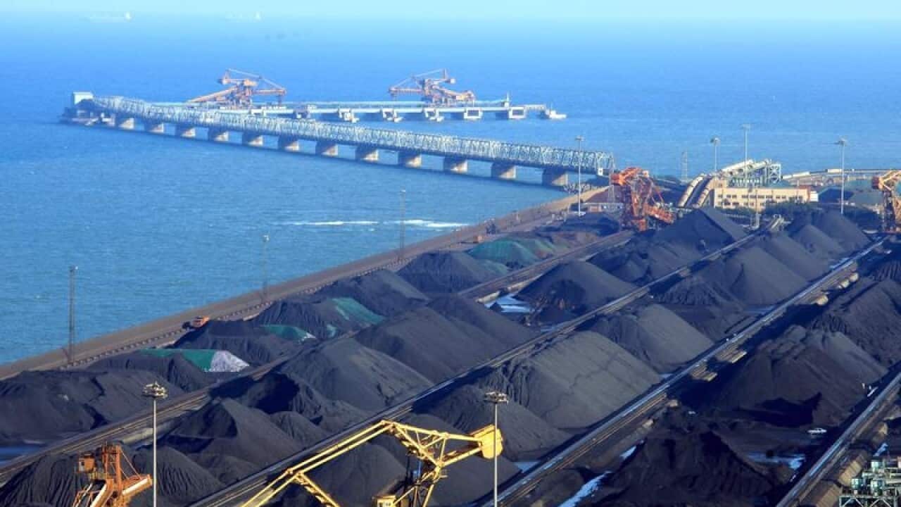 A file image of coal at a Chinese port