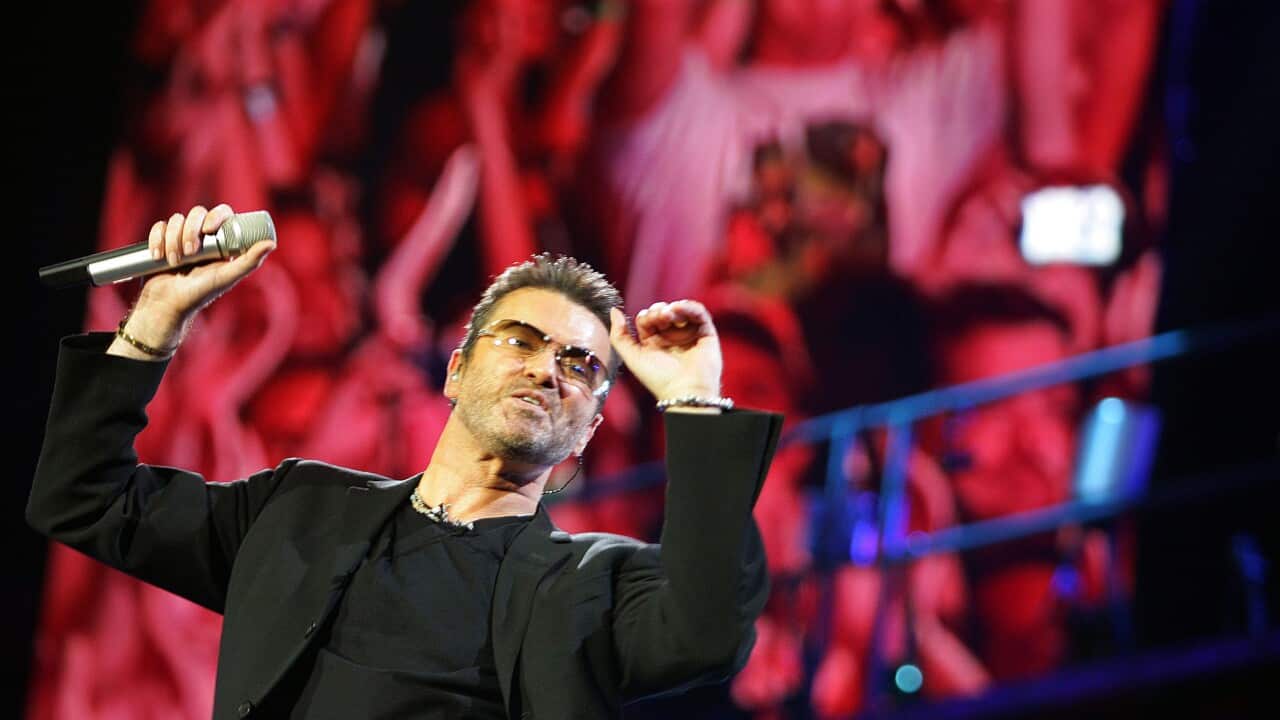 A file picture dated 26 July 2007 shows Britrish pop singer George Michael performing during a concert at the Athens Olympic Stadium.