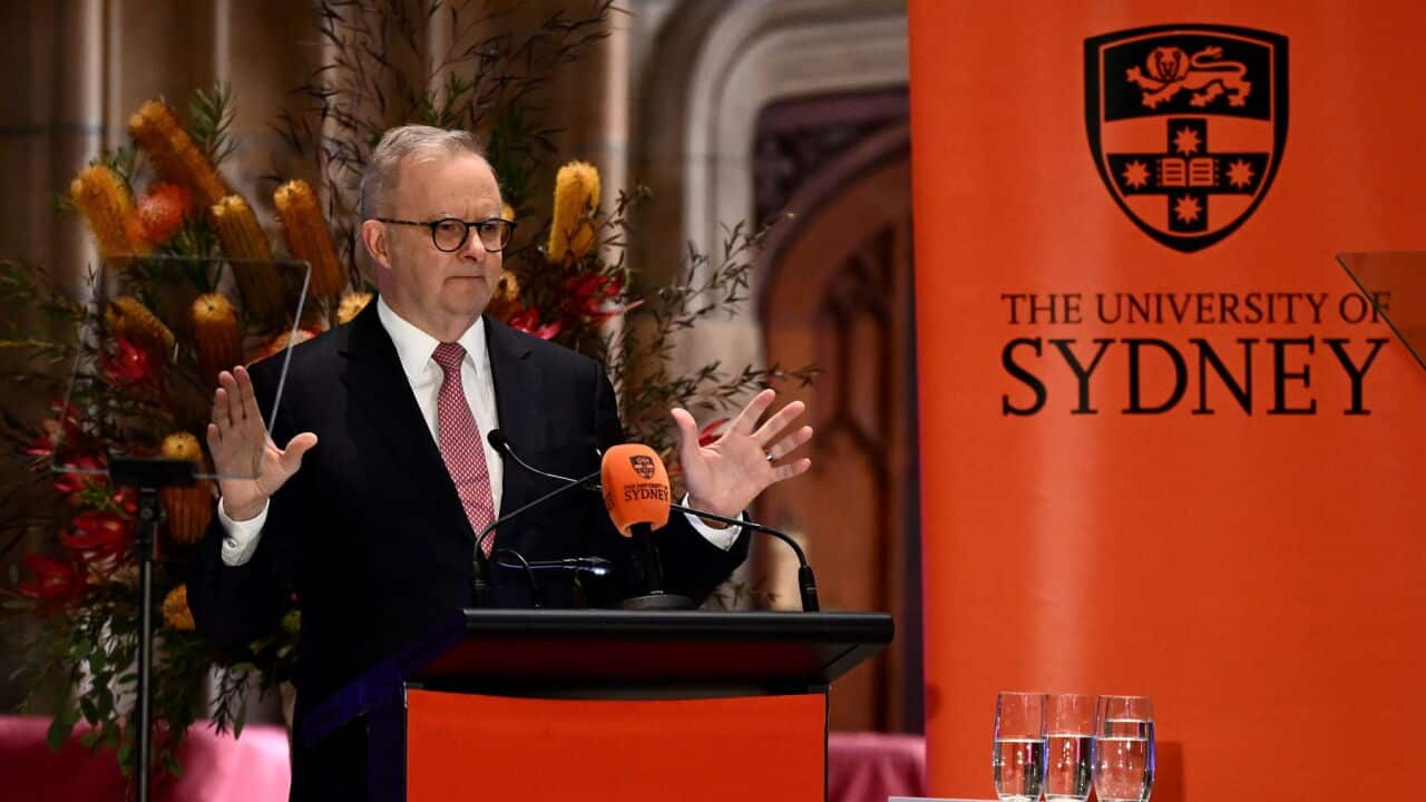 Australian Prime Minister Anthony Albanese deklivers a speech titled AI in Australia’s Interests at The University of Sydney, Wednesday, July 15, 2026. (AAP Image-Dan Himbrechts) .jpg
