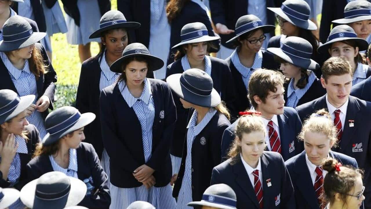 A stock image of school children