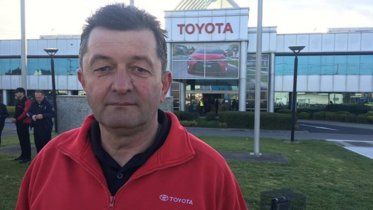 Damir Dakovic on his final day on the job at Toyota's Altona plant which is closing.