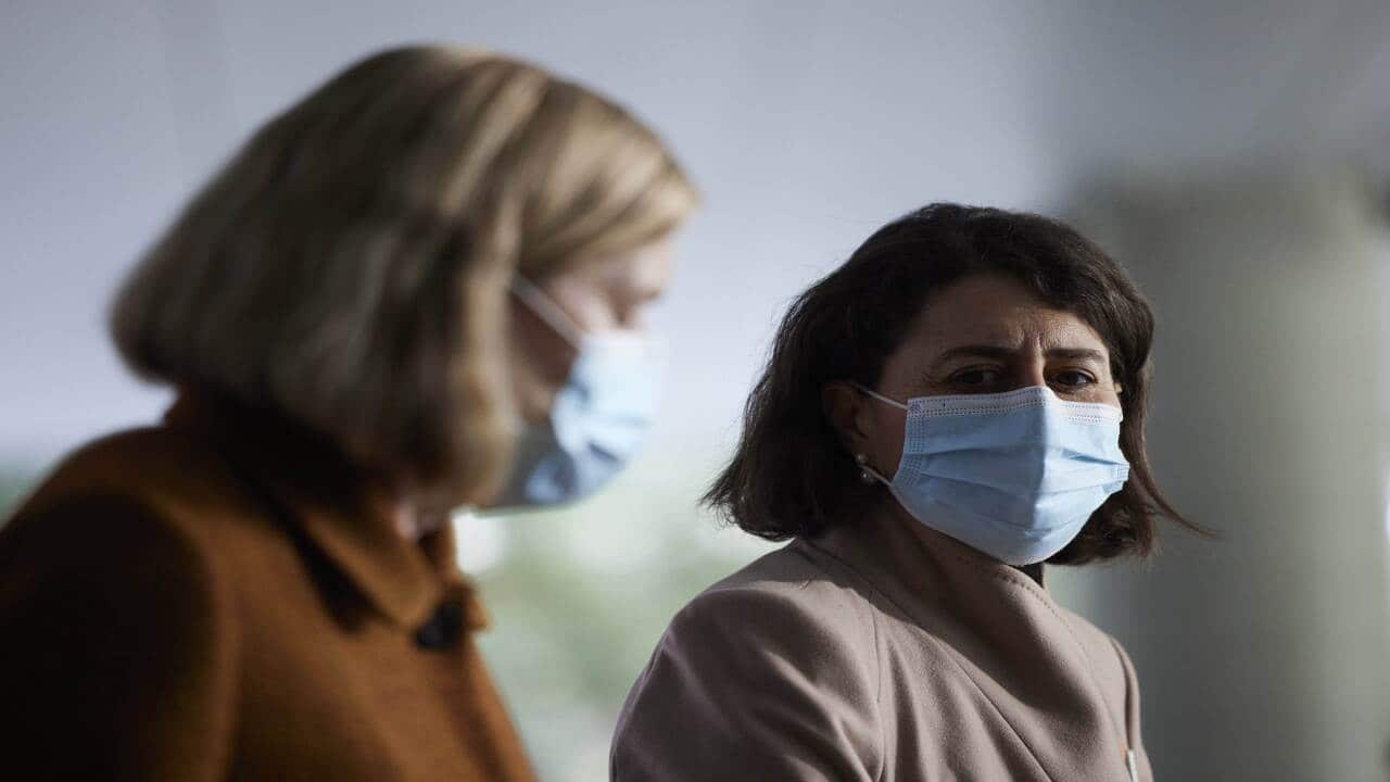 NSW Premier Glady Berejiklian (right) and NSW Chief Health Officer Kerry Chant are seen during a press conference in Sydney, 20 July, 2021.