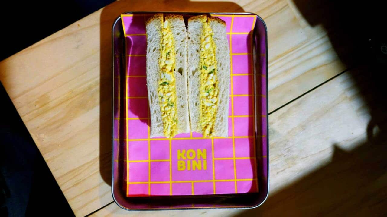 Konbini's tribute to the convenience store egg sandwich.