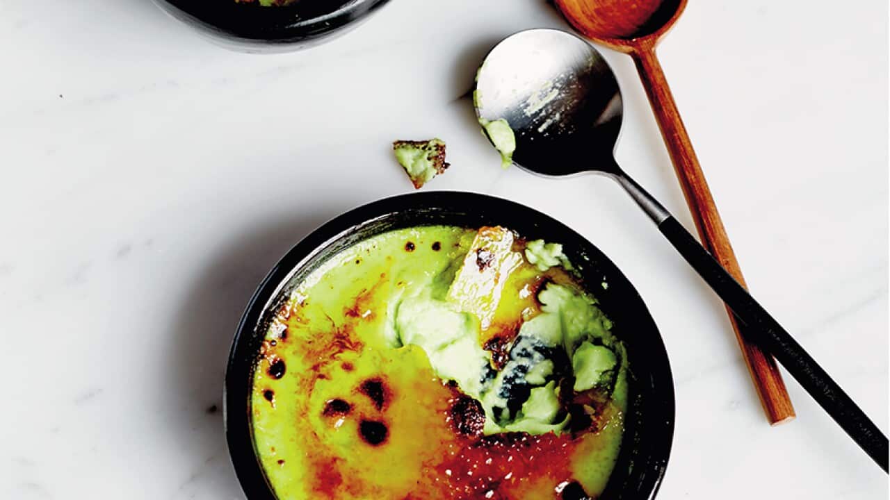 Coconut and pandan crème brûlée