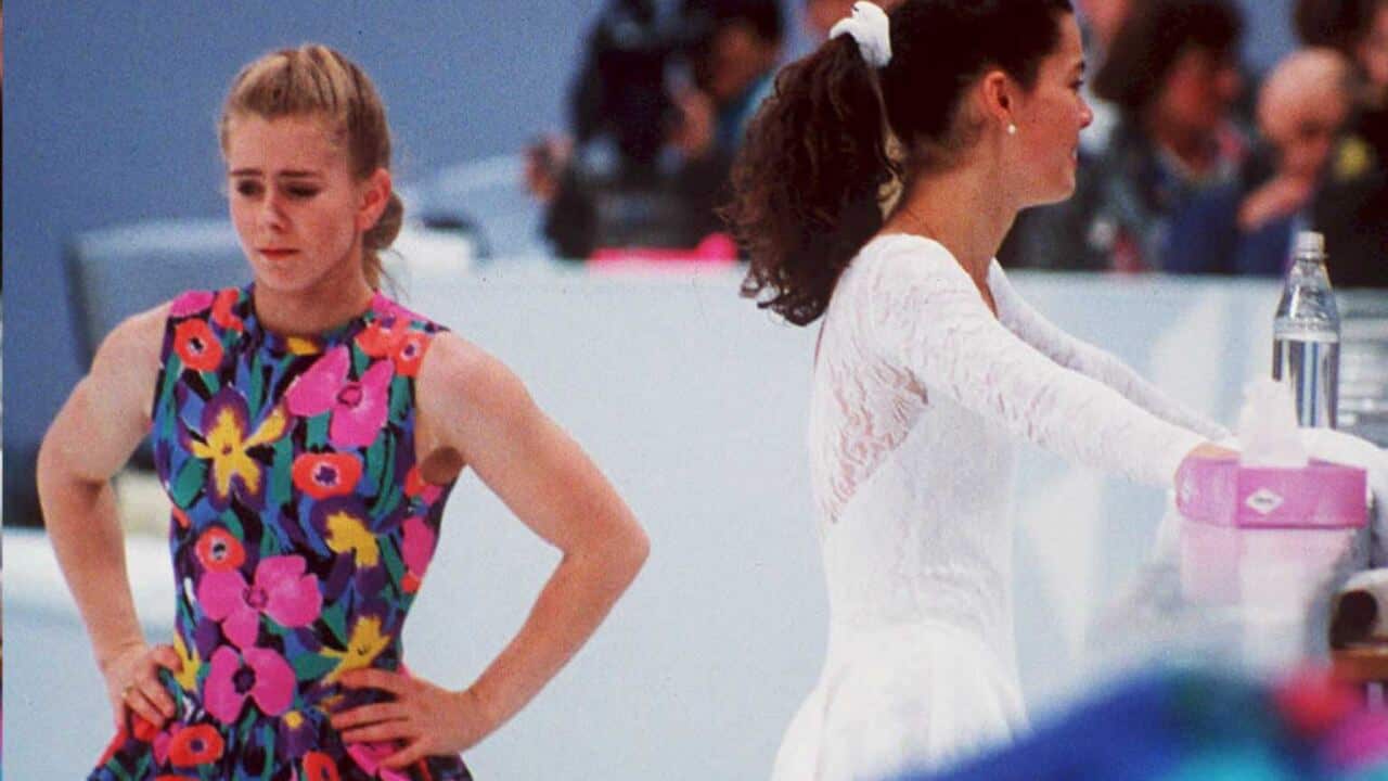 US figure skaters Tonya Harding and Nancy Kerrigan