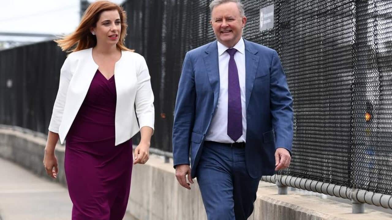 Labor candidate for Lilley, Anika Wells with Anthony Albanese