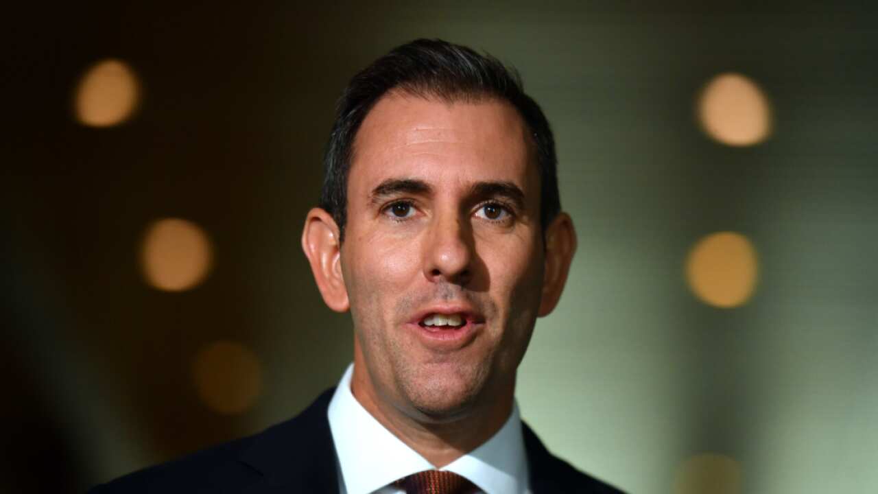 Jim Chamers at a press conference at Parliament House in Canberra, Thursday, May 14, 2020