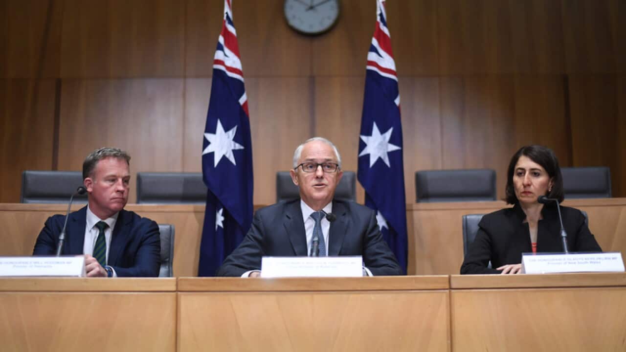 Prime Minister Malcolm Turnbull at a press conference at a special meeting on counter-terrorism of the COAG