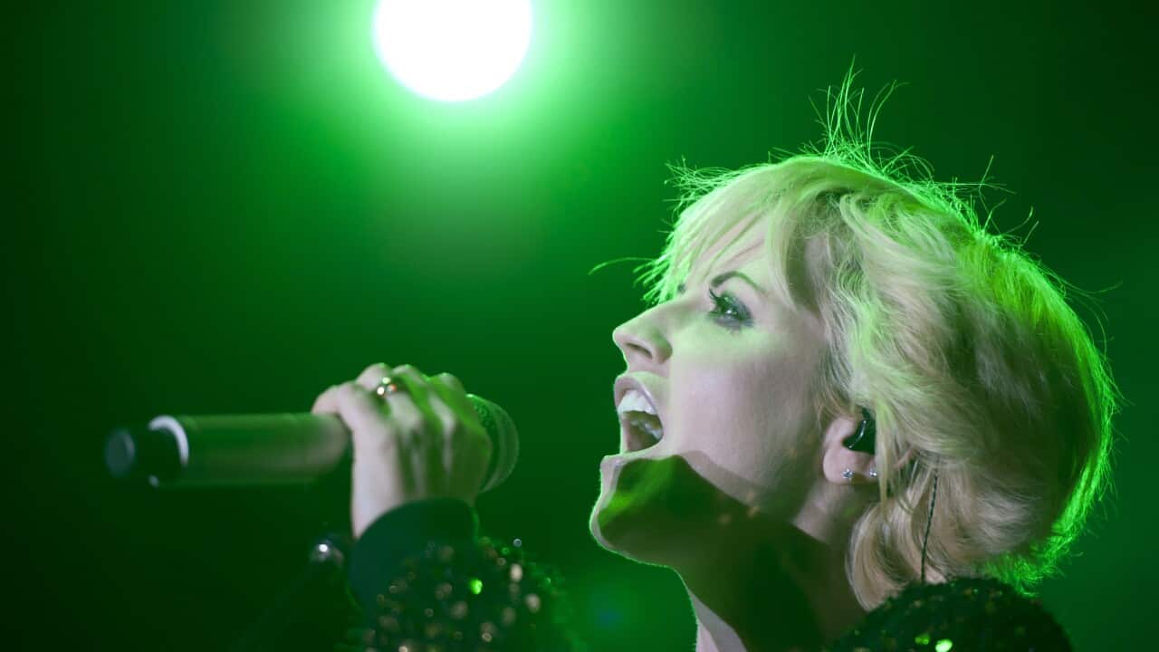 A file picture dated on 08 October 2012 shows lead singer of Irish band The Cranberries, Dolores O'Riordan performing during a concert at Max-Schmeling-Halle in Berlin, Germany. (EPA)