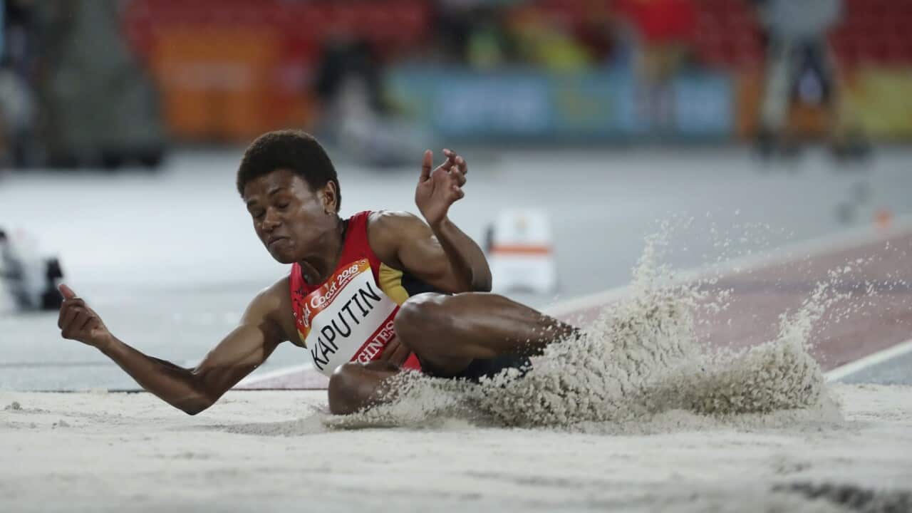 Papua New Guinea's Rellie Kaputin competes in the women's triple jump final