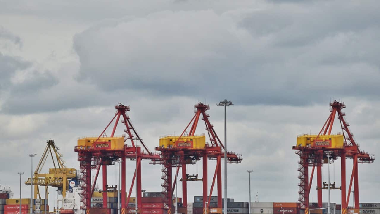Shore to ship cranes at the Port Botany container terminal