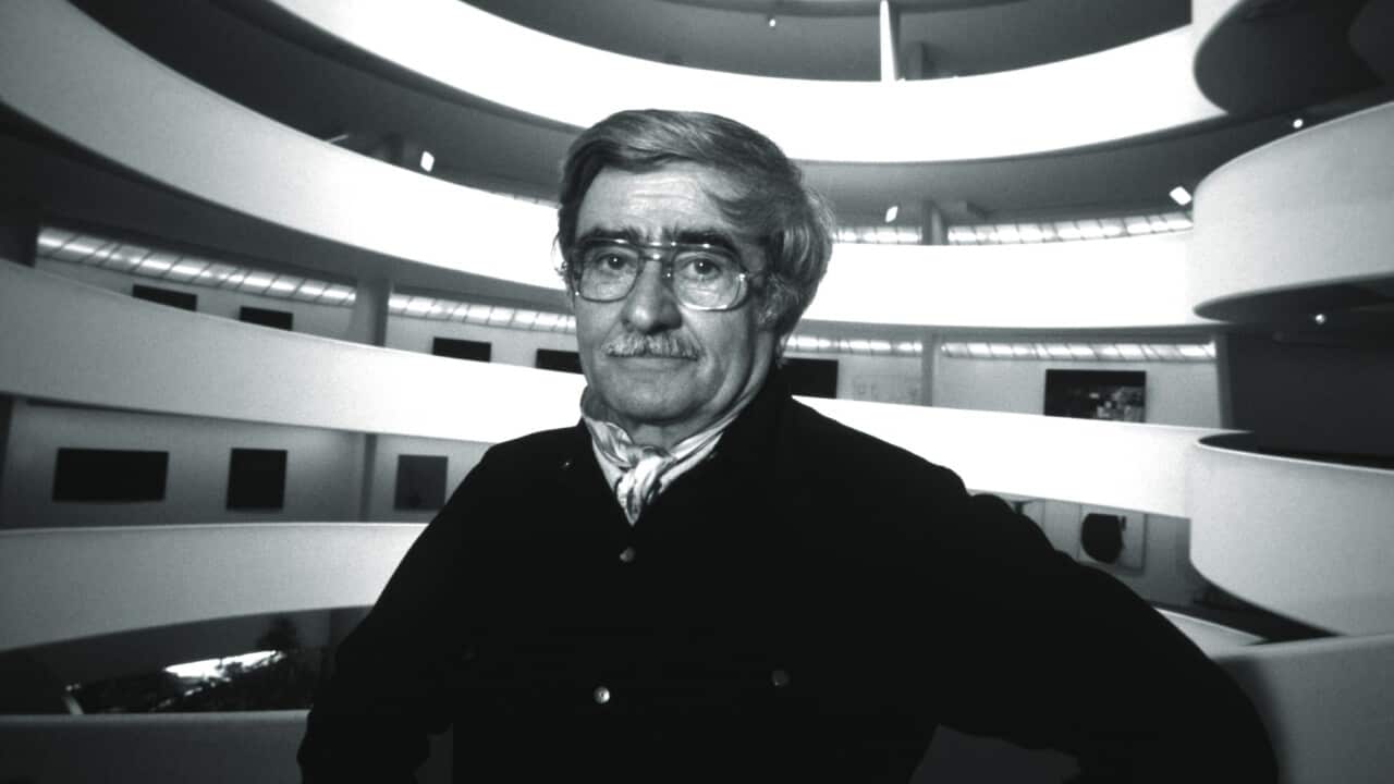 Painter Alberto Burri posing for a photo on May 12, 1978 in New York, New York
