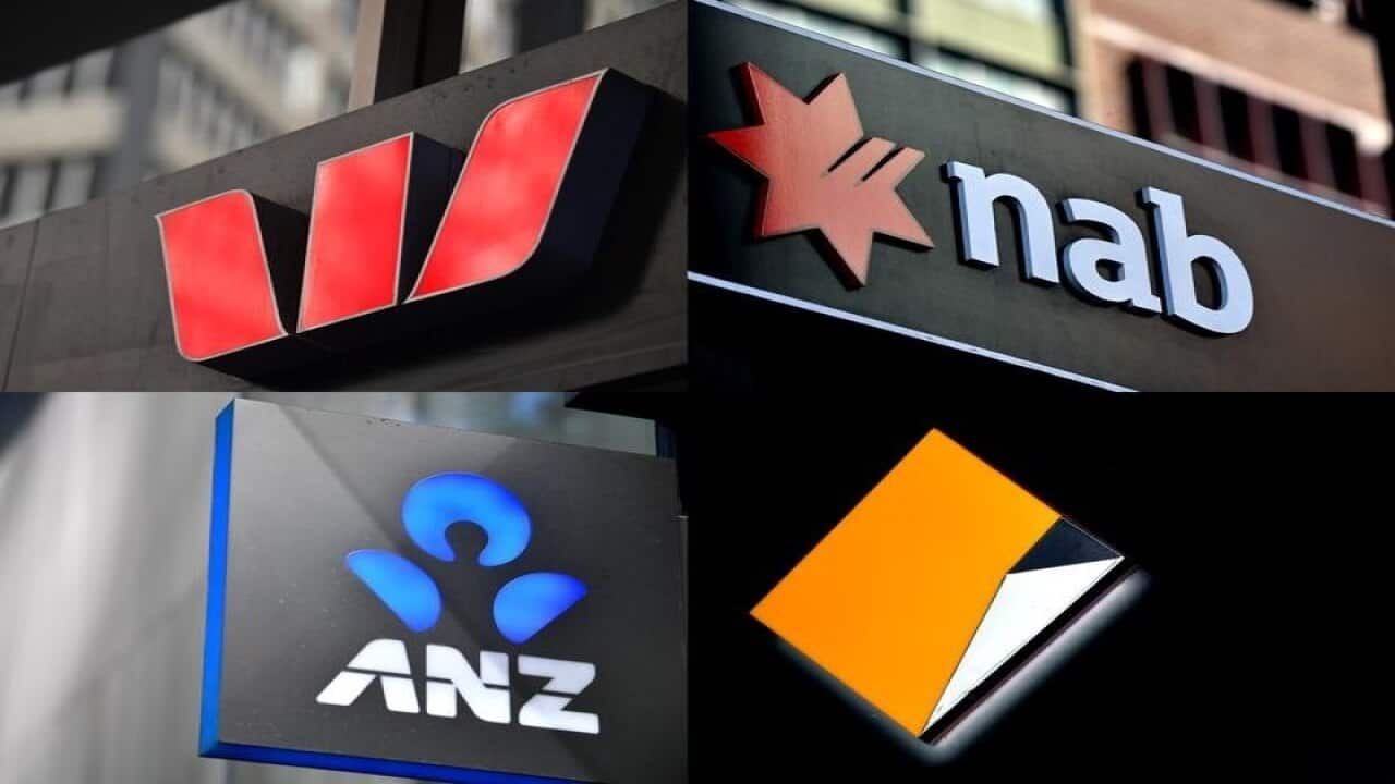 A composite image of signage of Australia's 'big four' banks.
