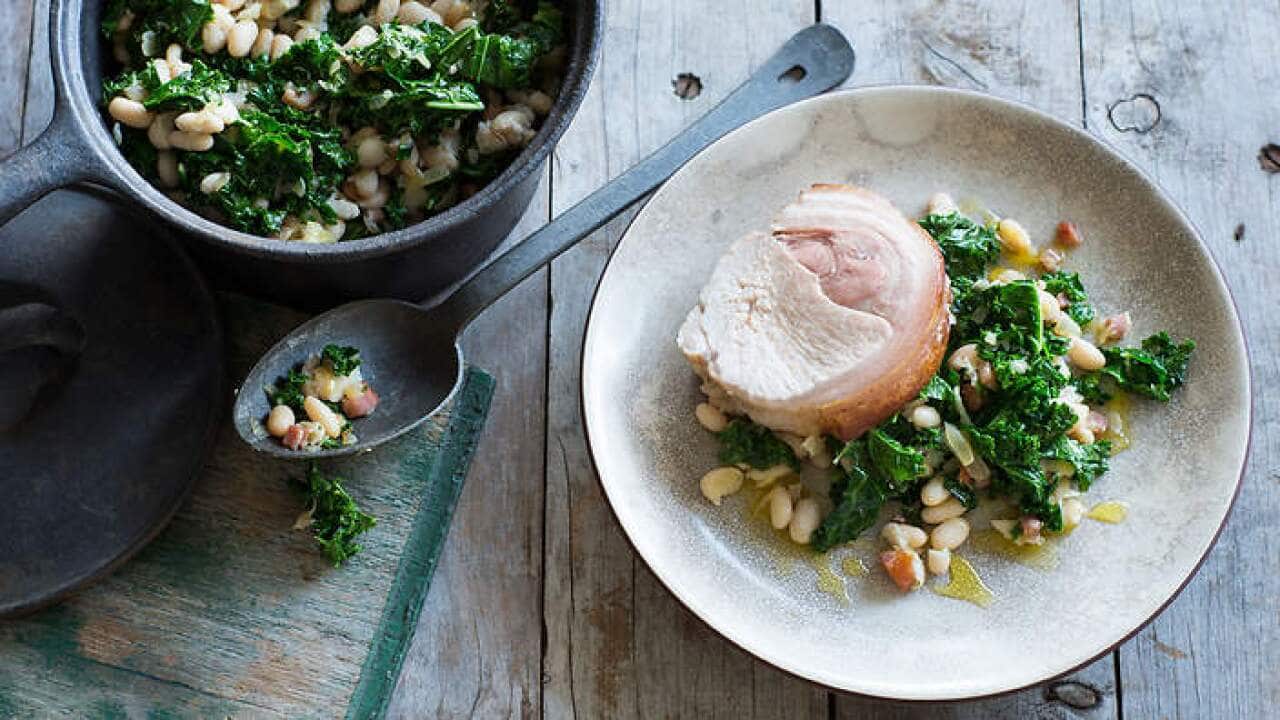 kale with porkloin