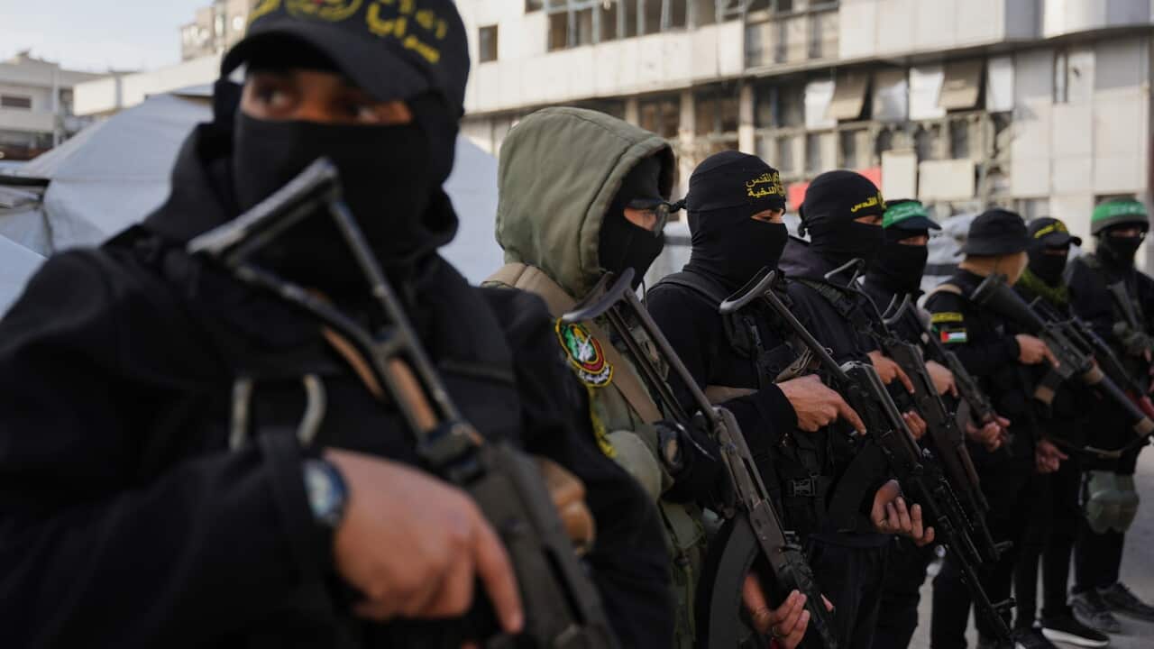 Armed militants from Hamas in Gaza City, Friday, March 20, 2026