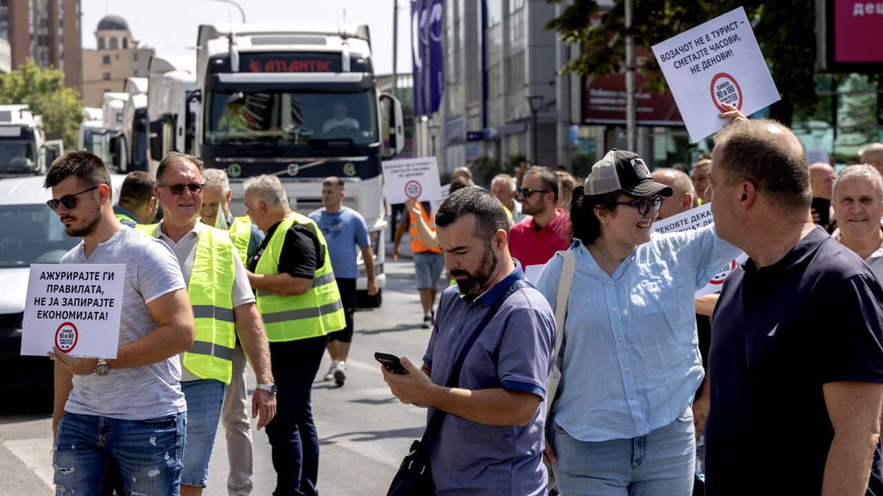 North Macedonia’s truck drivers protest against EU Schengen stay limits