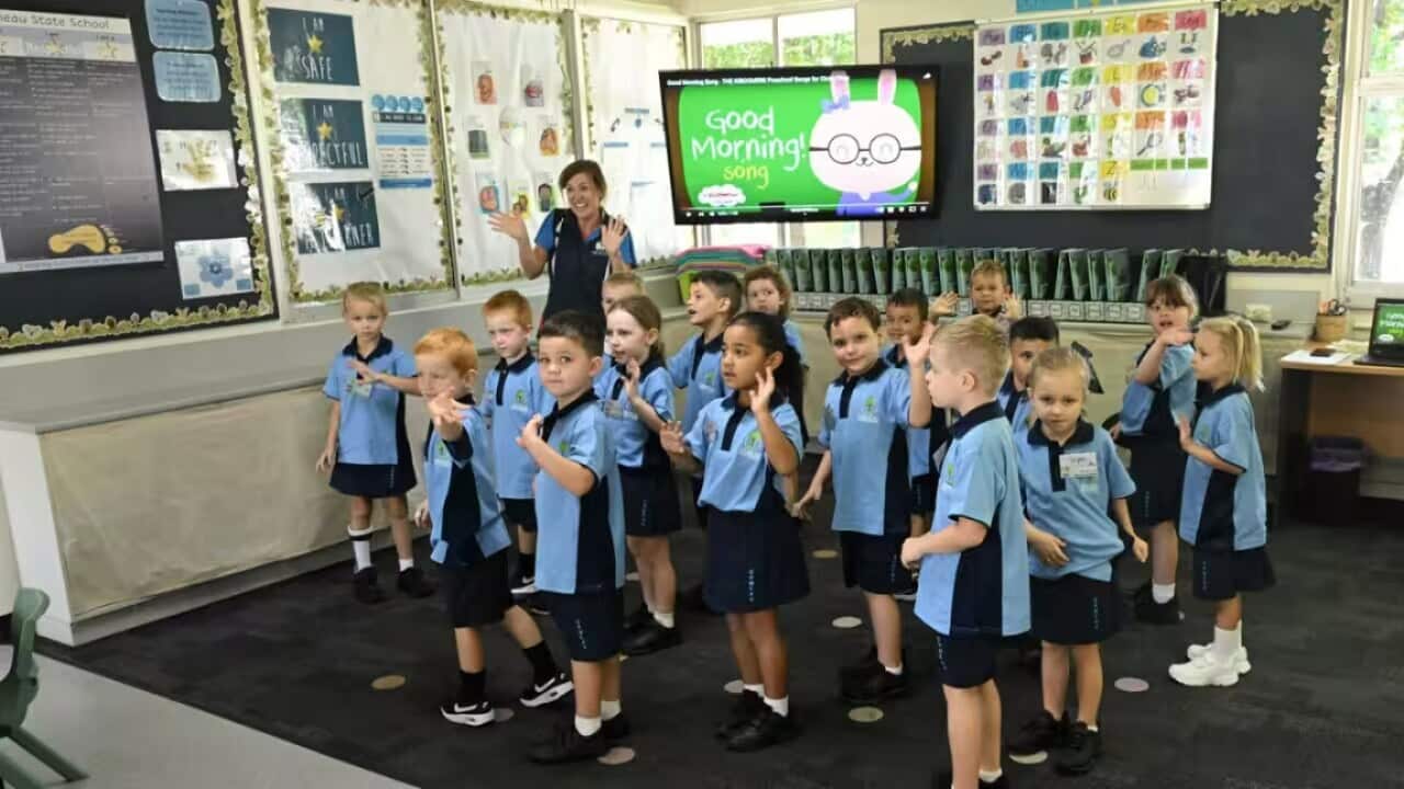 Students are seen inside a prep class at Ormeau State School on the Gold Coast (AAP). Source: AAP / DARREN ENGLAND/AAP