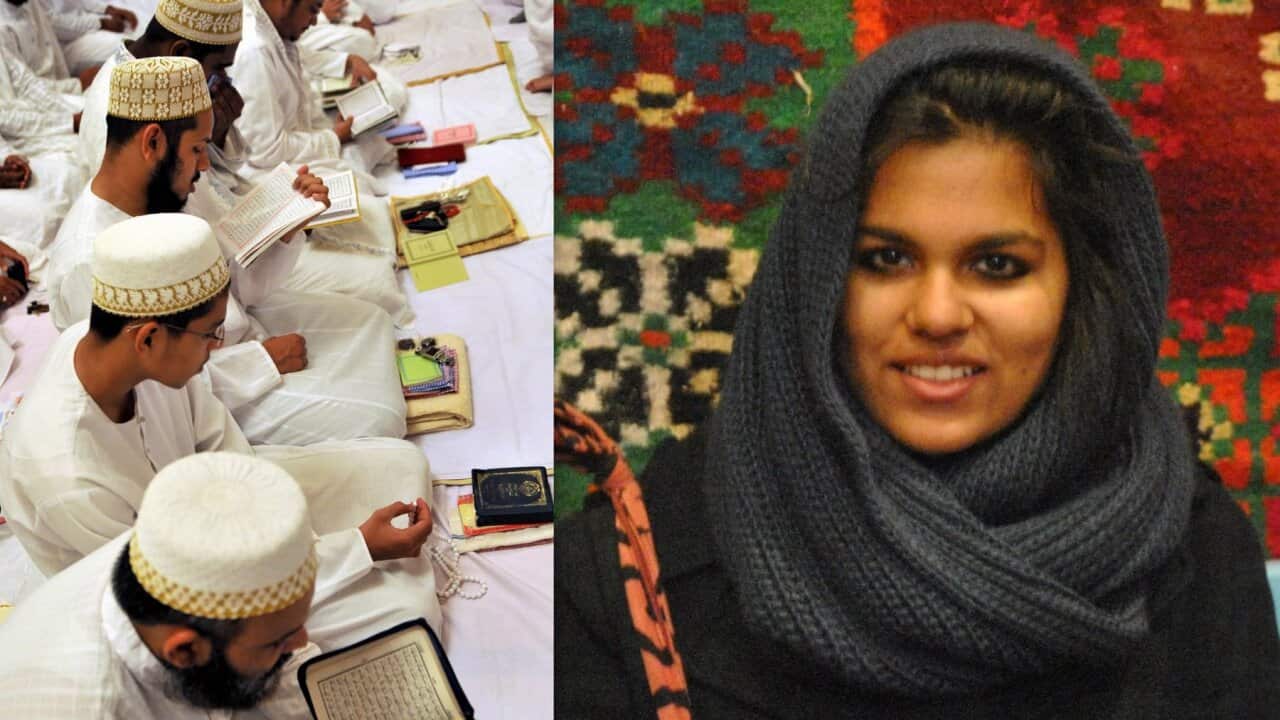 Indian Bohra Muslims read the Koran as they offer Eid prayers in Hyderabad.There are close to one million Dawoodi Bohras worldwide.