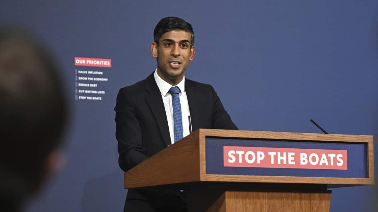 Rishi Sunak speaks during a press conference