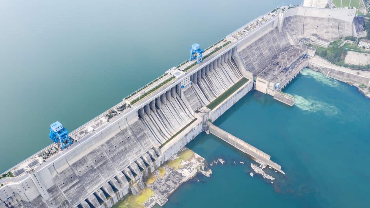 Hydroelectric dam closeup Danjiangkou reservoir China (Getty images - silwayrain)