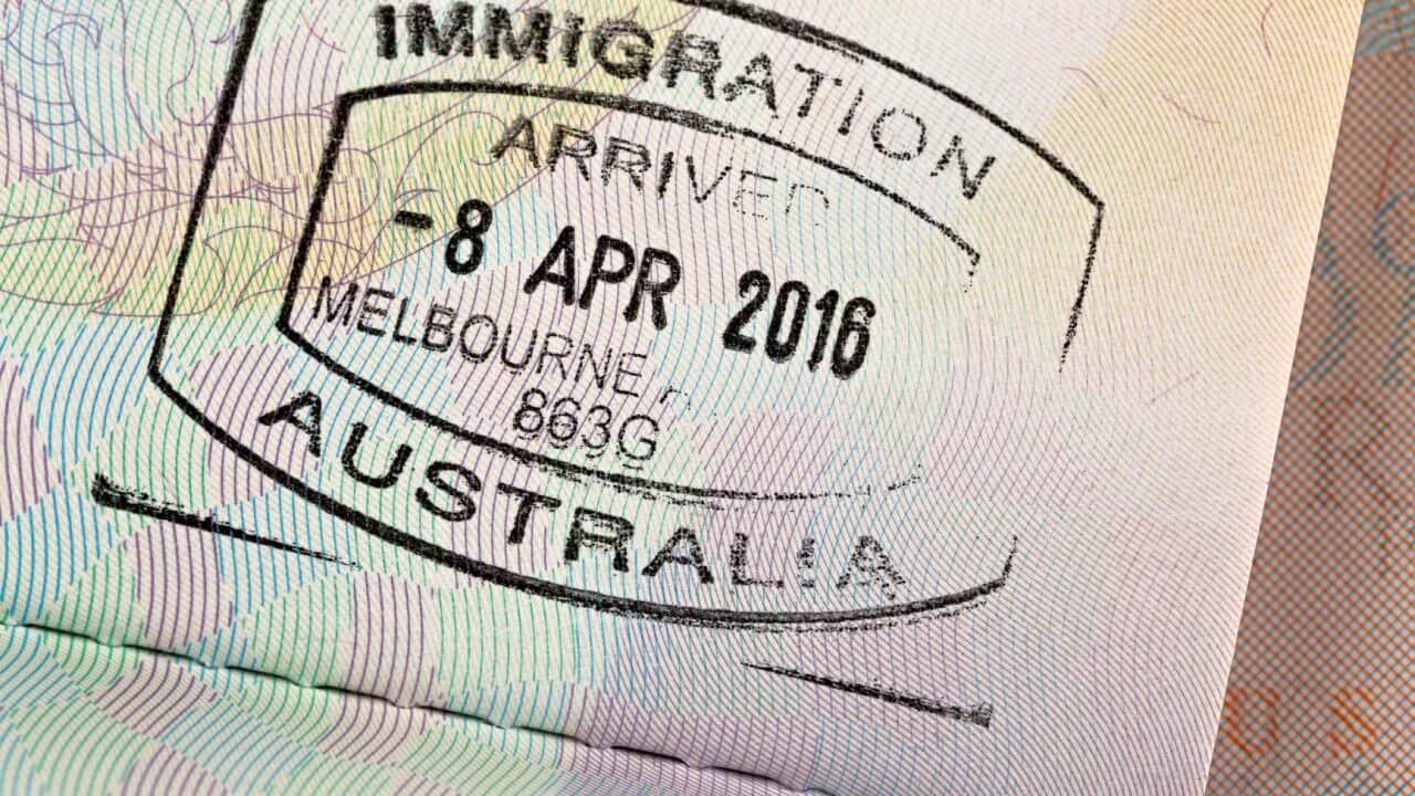 An Australian entry stamp in a passport