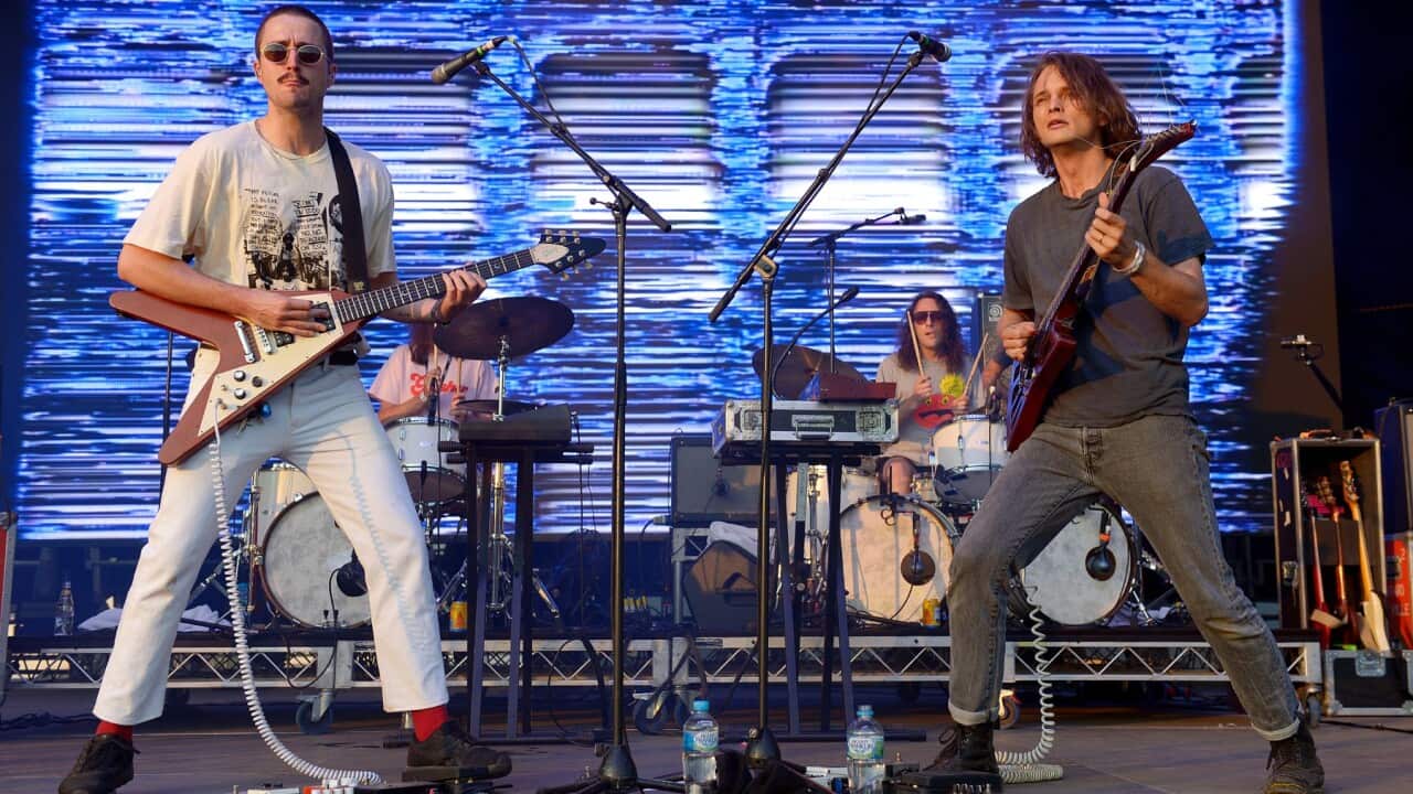 Stu Mackenzie of King Gizzard and the Lizard Wizard performs on stage at St Jerome's Laneway Festival on February 08, 2020 in Melbourne, Australia. Source : Getty Images/Martin Philbey/Redferns