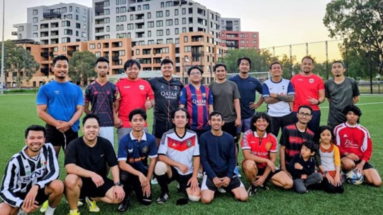 Kemukus FC players gather for their weekly kickabout at Clifton Park in Melbourne's Brunswick on Sunday during Ramadan.jpg