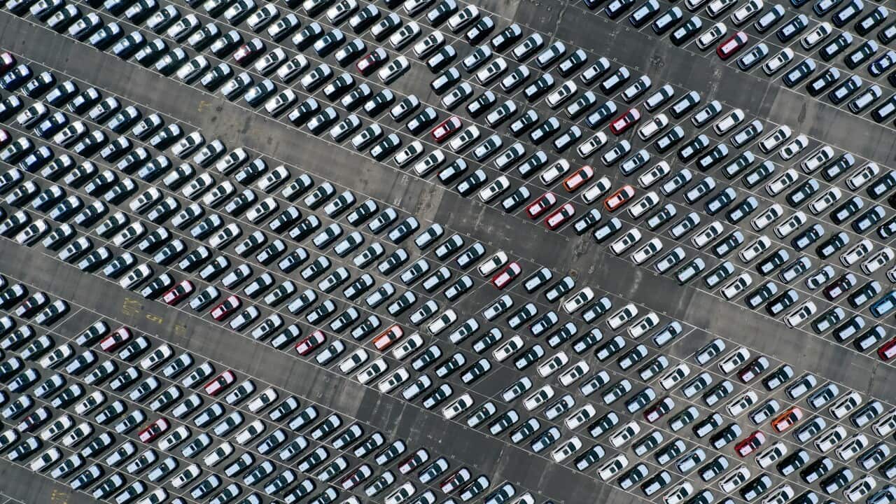 Brand new Subaru cars in storage in Richmond, California