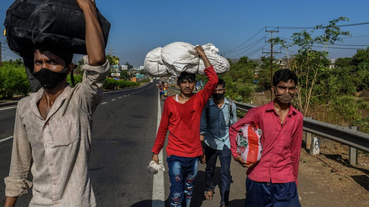 Migrant workers leaving Mumbai, India, for their hometowns, May 7, 2020.