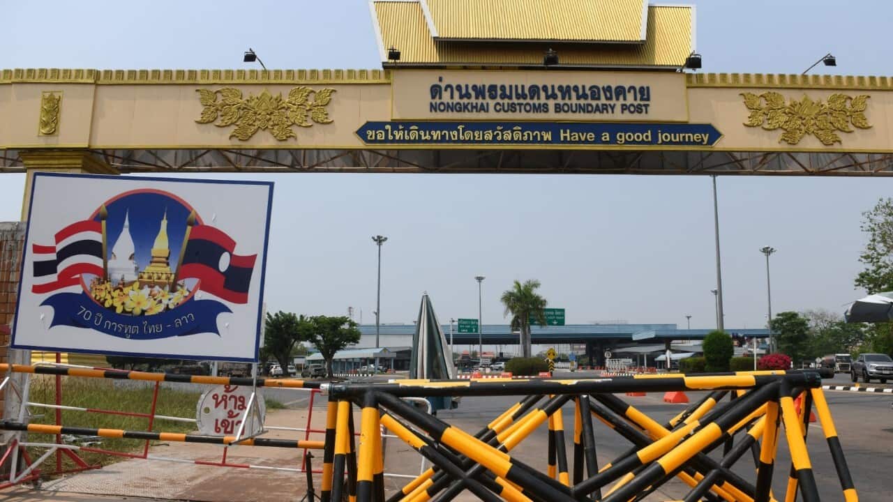 Nong Khai Customs Boundary Post at the border controls between Thailand and Laos (PANUMAS SANGUANWONG - AFP via Getty Images)