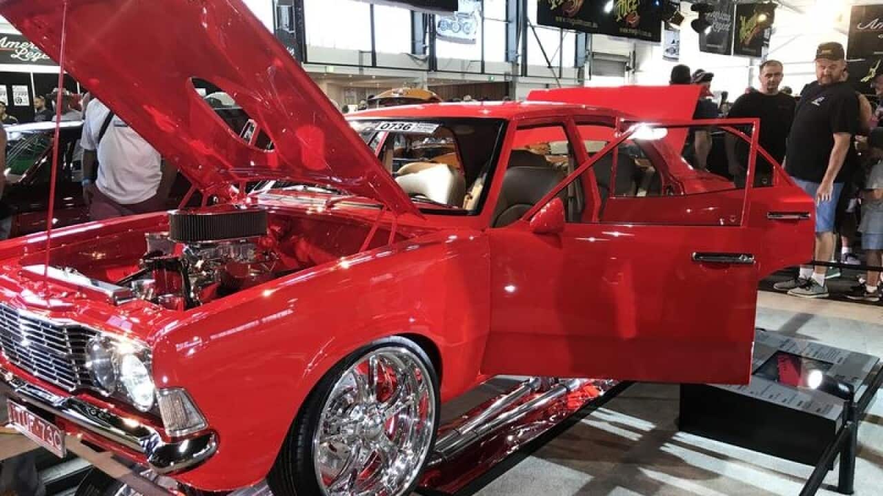 Specialty cars are displayed at the 2018 Summernats car festival