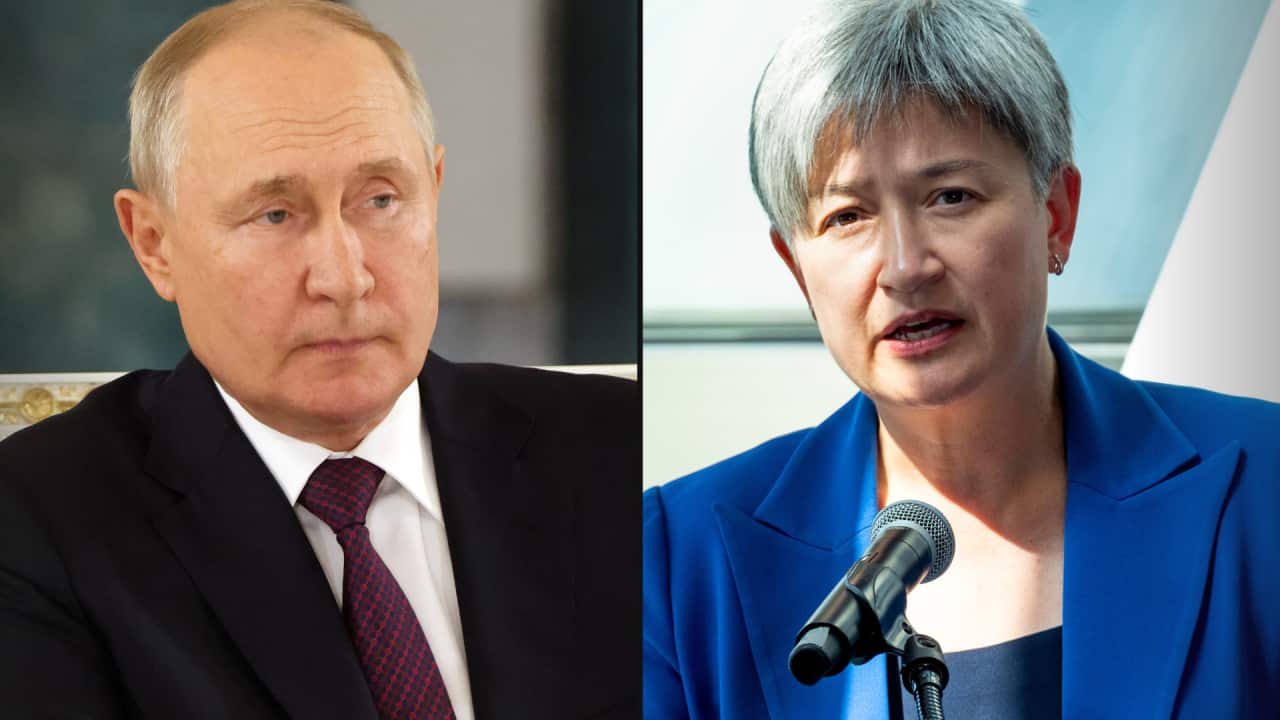 A split image. On the left is a man wearing a suit and tie. On right right is a woman wearing a blue blazer who is speaking into a microphone.