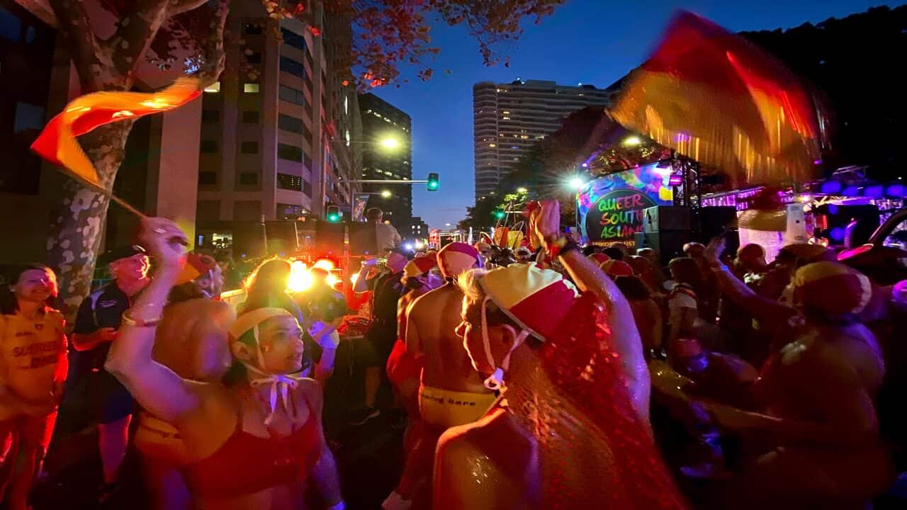 Participants take part in the 42nd annual Gay and Lesbian Mardi Gras parade in Sydney in 2020.
