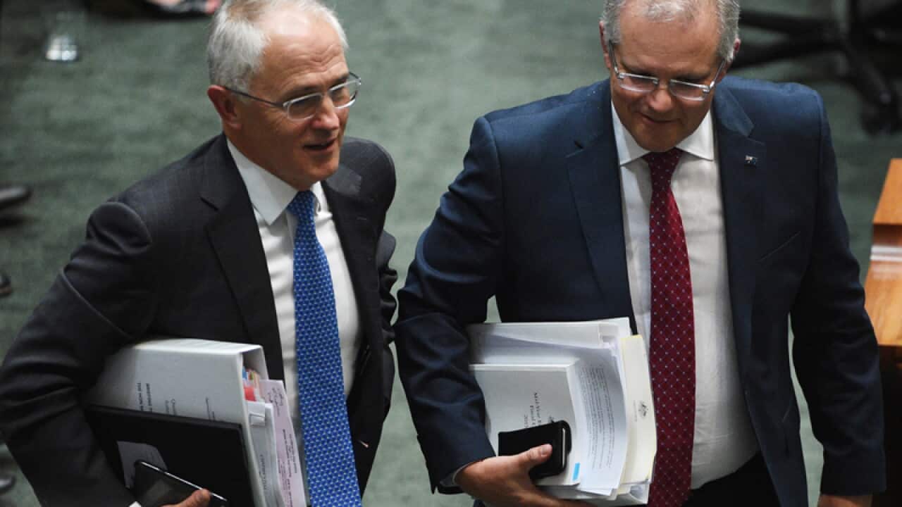 Prime Minister Malcolm Turnbull (L) and Treasurer Scott Morrison.