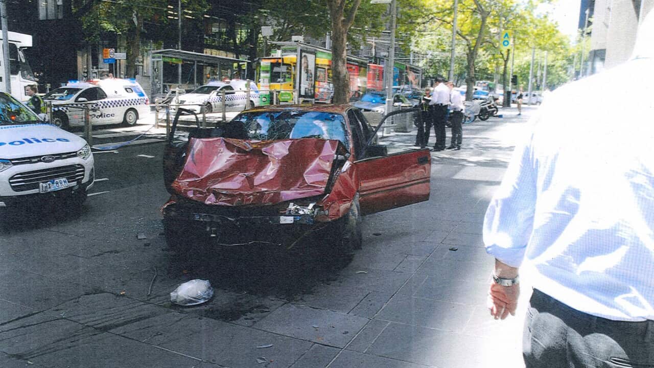The car driven by James Gargasoulas on Bourke Street in Melbourne on January 20, 2017