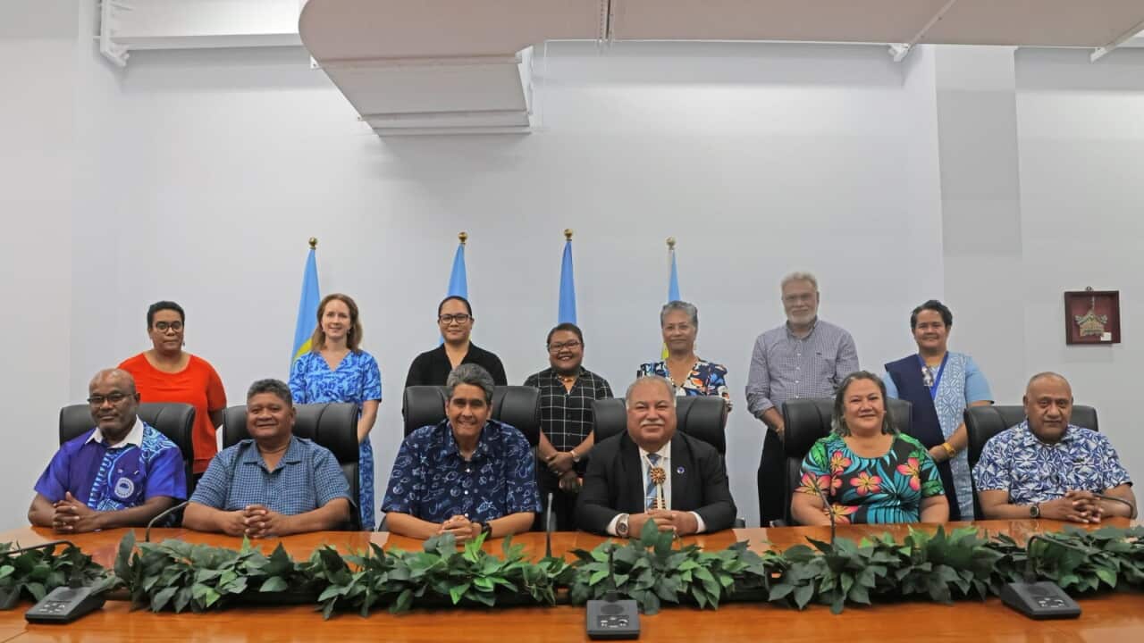 Members of the Pacific Islands Forum Secretariat brief Palau President Surangel Whipps Jr on the key agenda items for Leaders Meeting