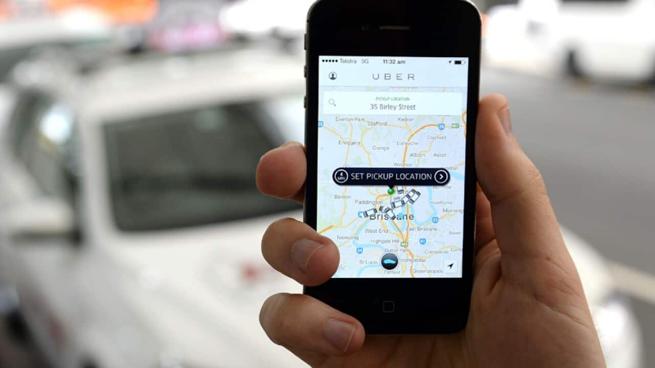 The Uber app in Brisbane