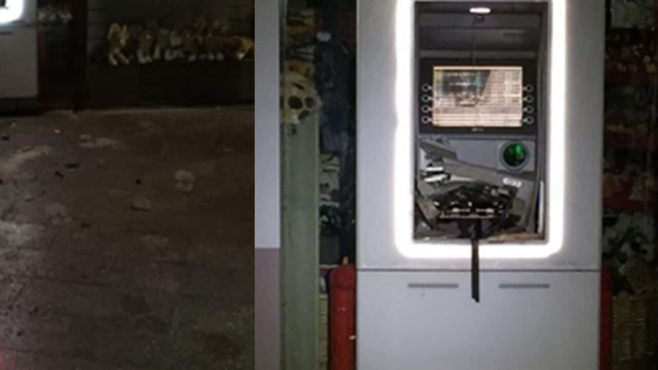 The front damaged of an ATM near the Adelaide Zoo