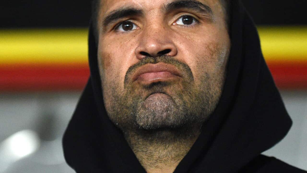 Boxer Anthony Mundine at a press conference at his Redfern gym