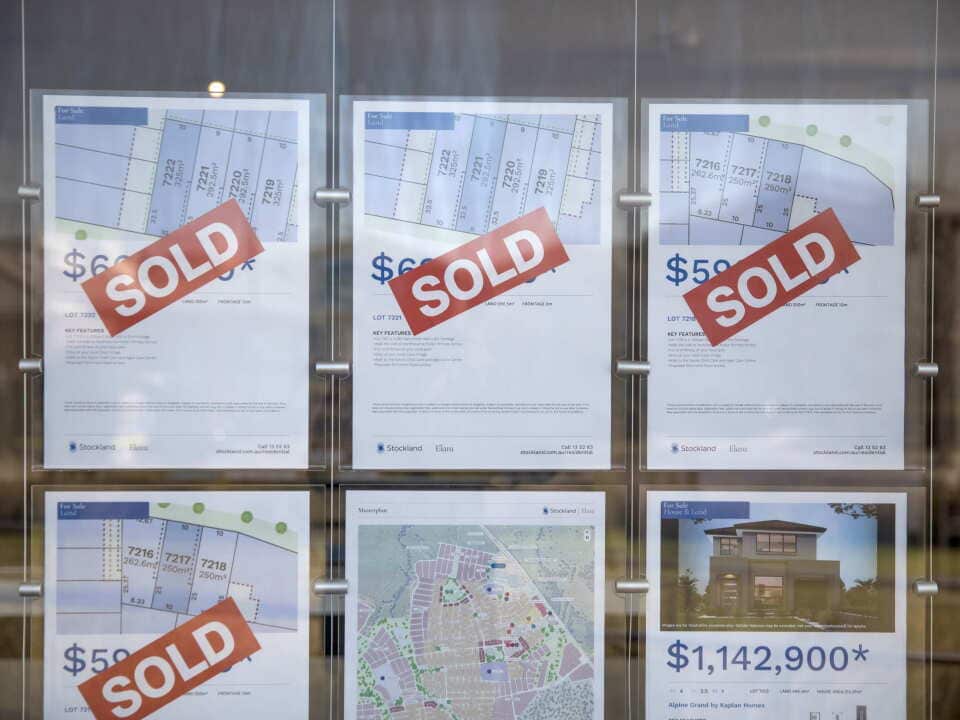 Several listings on a shop window