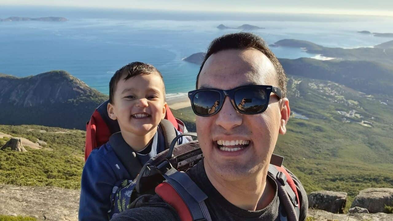 Dhiraj Kandel with his son.