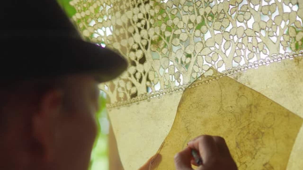 Jumaadi working on one of his work of art for The Birds from The Blossoms exhibition - 11 Februari – 08 Mar 2025 at King Street Gallery on William, Sydney. Image courtesy: Jumaadi.
