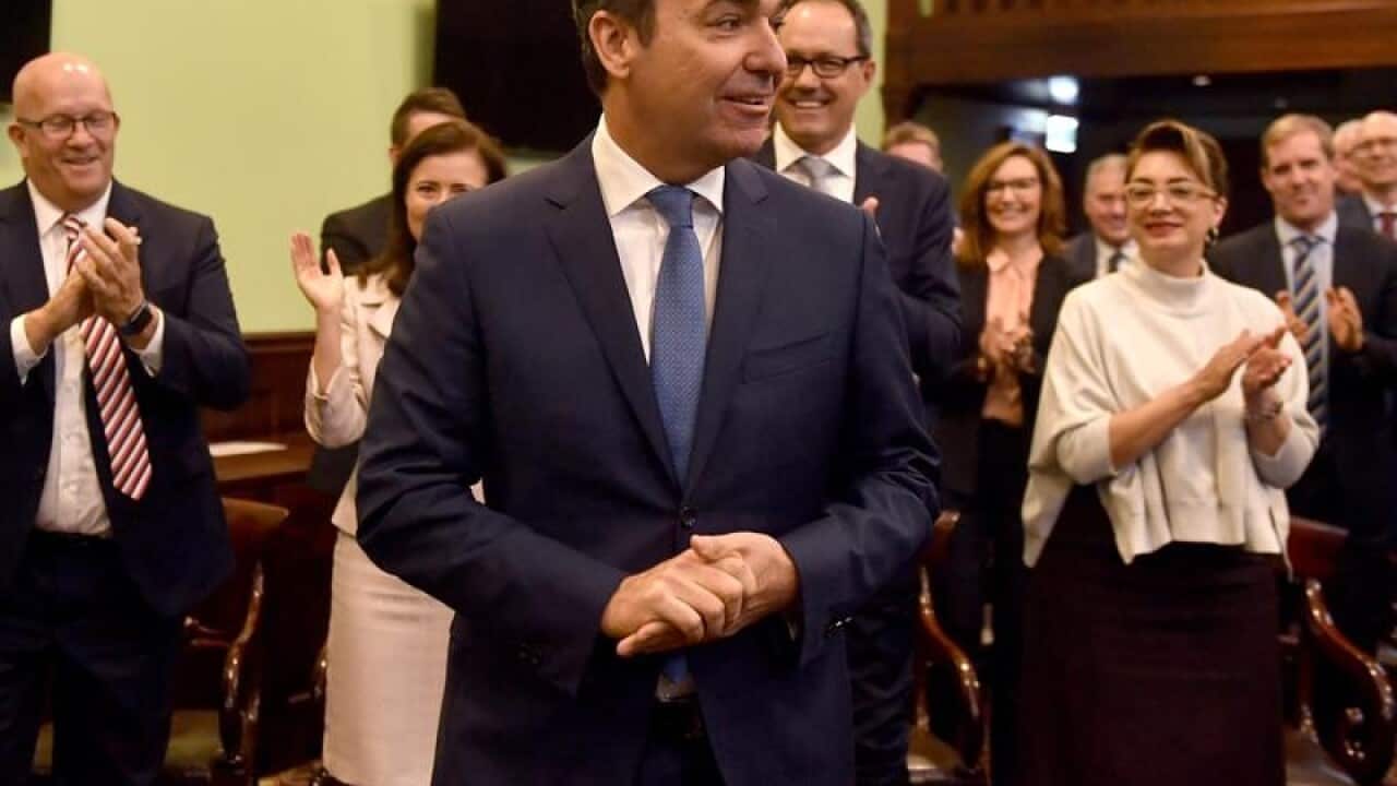 SA Premier Steven Marshall enters the Liberal party room meeting.