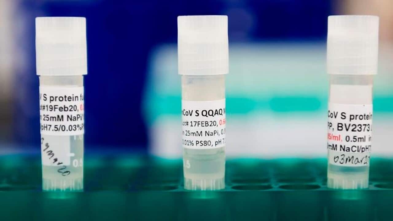 Three potential coronavirus vaccines at Novavax labs in Gaithersburg, Maryland in March, 2020.