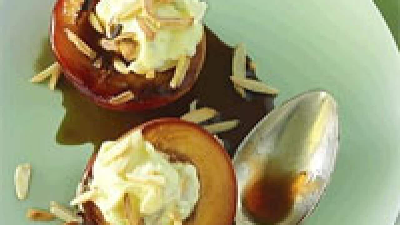 Grilled nectarines with almond cream