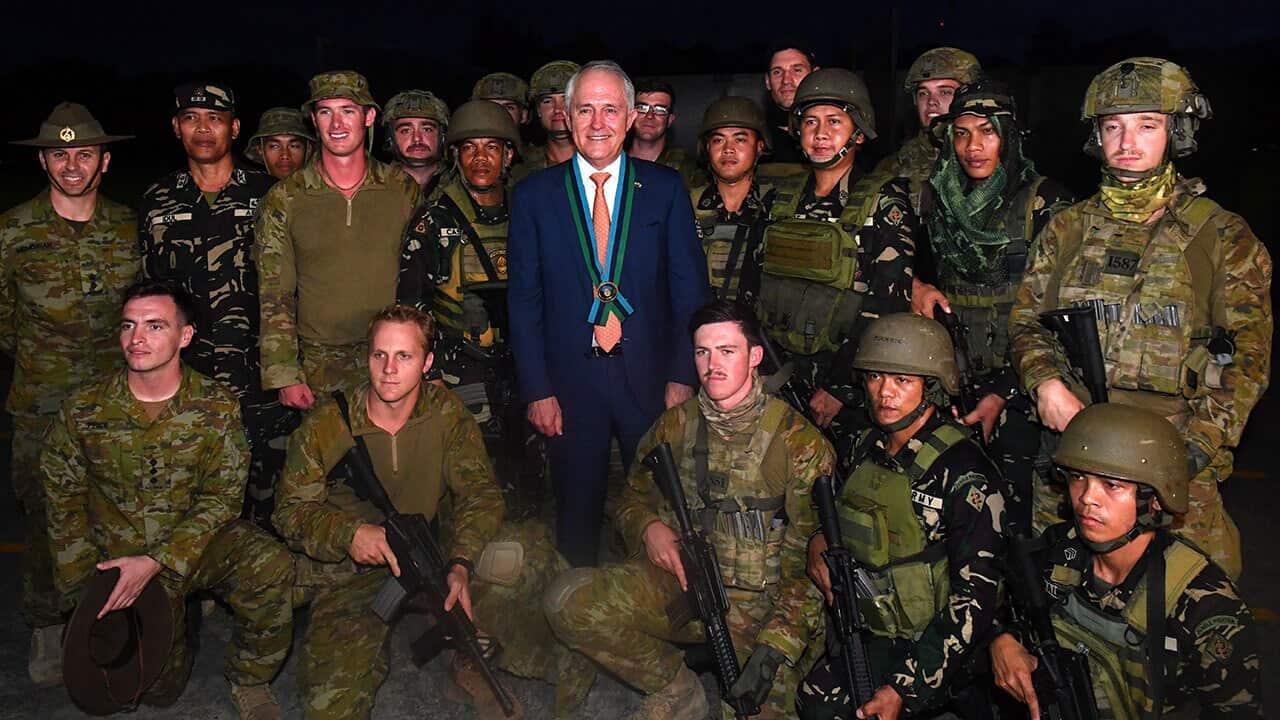 Australia's Prime Minister Malcolm Turnbull visits the Armed Forces of the Philippines General Headquarters.