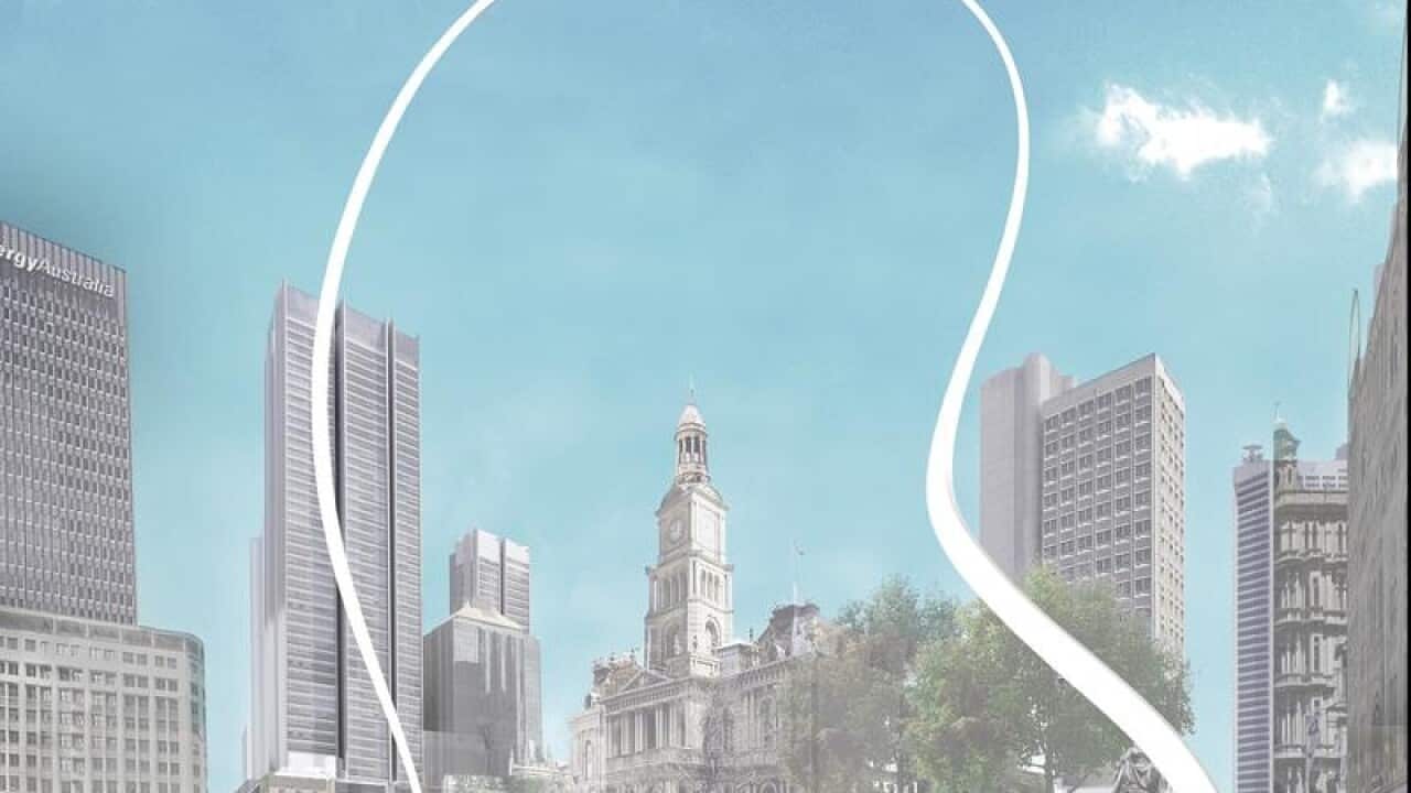 The proposed Cloud Arch public artwork in the Sydney CBD